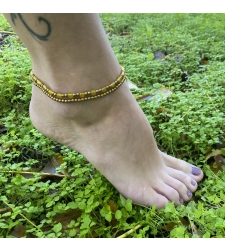 Double beaded anklet - yellow