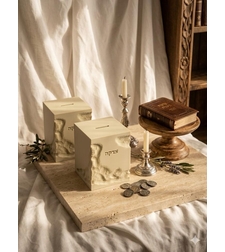 קופת צדקה מרובעת דגם דמוי אבן