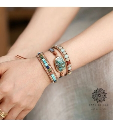 Handmade Imperial Jaspe  Wrap Bracelet - Elegant Bohemian Crystal Bead Bracelet