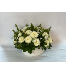 A white arrangement for Rosh Hashanah