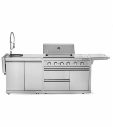 גריל גז וכיור Caesar Grill JULIUS 4 – מטבח חוץ מנירוסטה עם כיור, רוטיסרי וכירת צד