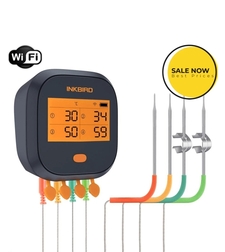מדחום דיגיטלי Wi-Fi INKBIRD IBBQ-4T עם 4 פרובים לגריל, מעשנה וטאבון