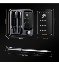 מדחום אלחוטי INKBIRD INT-14-BW עם 4 פרובים – WiFi + Bluetooth לגריל, מעשנה וטאבון