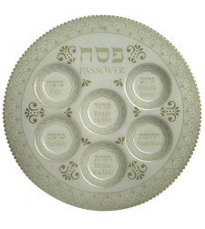 Glass Passover Plate 40 Cm - White