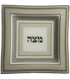 Glass Matzah Plate 28 Cm - Off White