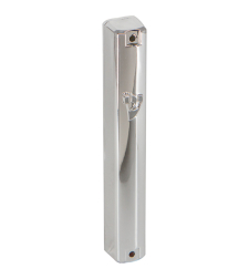 Plastic Mezuzah With Rubber Cork 12cm-silver