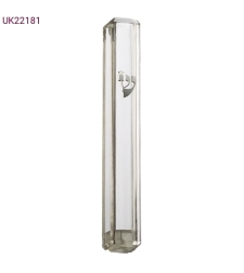 Plastic Mezuzah With Screw 12cm- Clear With Silver Shin