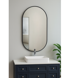 מראה אובלית מסגרת שחורה אלגנטית מתאימה לרוחב ולאורך