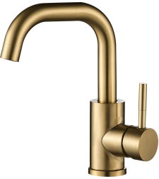 ברז לכיור איכותי פרח קצר זהב מוברש אלגנט דגם לונדון