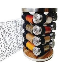 צנצנות לתבלינים כולל מעמד + 78 מדבקות בעברית.