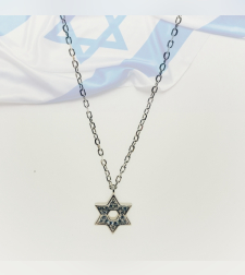 A small Star of David with zircons including a chain