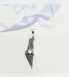 Land of Israel pendant with zircons with a Star of David in the center