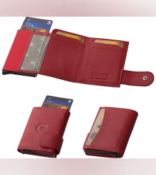 ארנק בטיחות RFID + NFC מעור שולף כרטיסי אשראי ותא לשטרות מבית המותג גבעוני - אדום