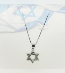 Star of David silver pendant inlaid with zircons
