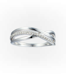 טבעת רואנה - זהב לבן 14K משובצת יהלומים