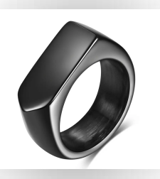 טבעת חריטה לגבר שטוחה - שחור