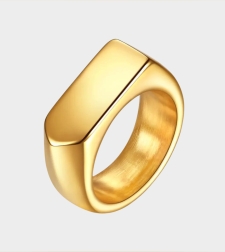 טבעת חריטה לגבר שטוחה - זהב