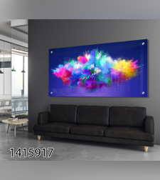 תמונה מעוצבת אבסטרקט צבעוני- למשרד או לסלון מודפסת על זכוכית דגם 1415917
