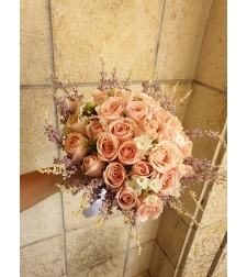 Pink bridal bouquet with roses