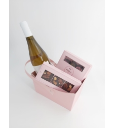 French chocolate box with white wine