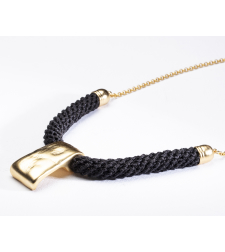 Black & Gold Rectangular Necklace | Shira