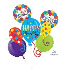 Colorful Happy Birthday Balloon Bouquet