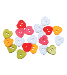 50 כפתורים צבעוני לבבות 24.5 מ`מ