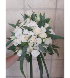 Cascading white bridal bouquet