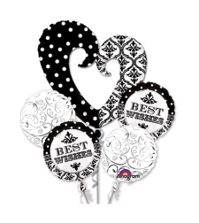 Black and White Best Wishes Balloon Bouquet