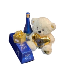 Teddy Bear, Wine, and Chocolates Gift Basket-4