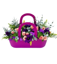 Flower Arrangement in a Colorful Basket