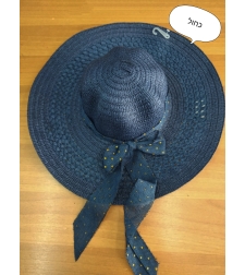 כובע קש נשים מארז בודדים לארועים מסיבות לשמש שוליים רחבים סרט פפיון צבע כחול