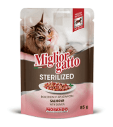 מיגליאור פאוץ' בטעם סלמון (סטרלייז) מעדן לחתול - 85 גר' Miglior gatto