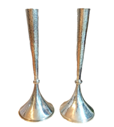 XL pure silver hammer skirt candlesticks
