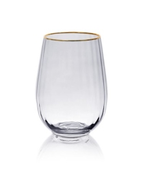 סט 6 כוסות וויסקי זכוכית שקופה פס זהב