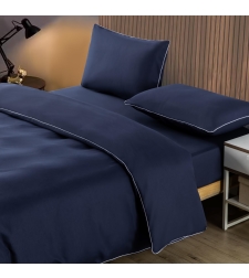 סט מצעים למיטה זוגית כחול ככה פס לבן 160/200