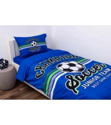 סט מצעים למיטה וחצי כדורגל כחול לילדים ונוער 100% כותנה