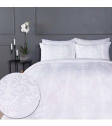 סט מצעים למיטה זוגית 100% כותנה סאטן קלאודיה צבע לבן 160/200