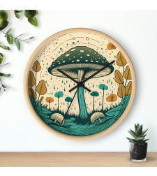 Mushroom Wall Clock - Mystical Mushroom Design - Unique Gift - FunfiFly