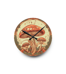 Mushroom Acrylic Wall Clock - FungiFly - Nature Lover's Timepiece