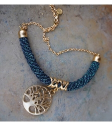 Turquoise & Gold Tree of Life Pendant Necklace | Dafna