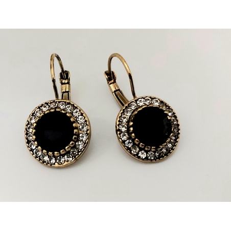 עגילים שחורים בשילוב קריסטל