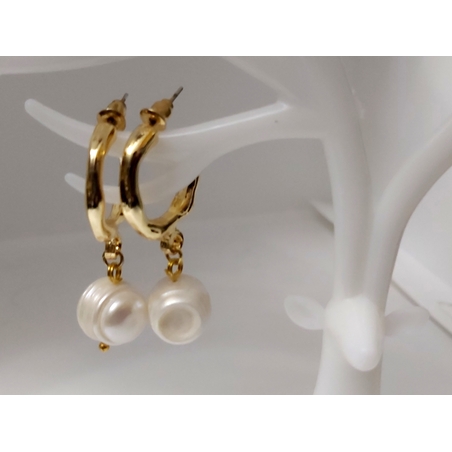 עגיל  פנינה לבן