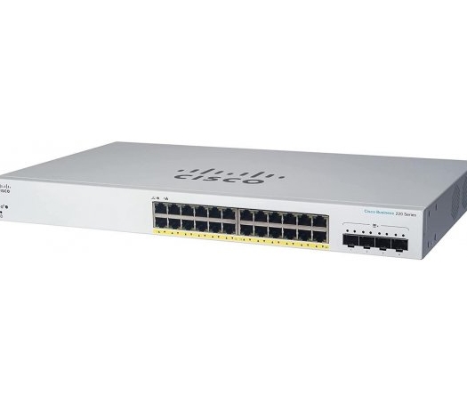 Cisco Business 24-Port Gigabit PoE RJ45 + 4-Port Gigabit SFP CBS220-24P-4G-EU