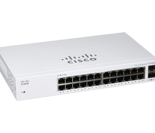 מתג לא מנוהל Cisco 24-Port Gigabit RJ45 + 2-Port Gigabit SFP CBS110-24T-EU