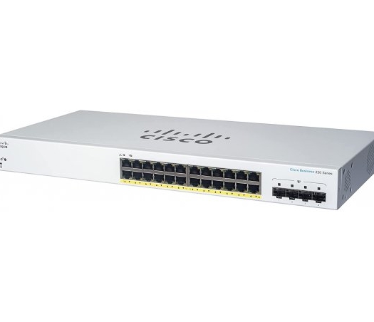 מתג חכם Cisco Business 24-Port Gigabit RJ45 + 4-Port Gigabit SFP CBS220-24T-4G-EU