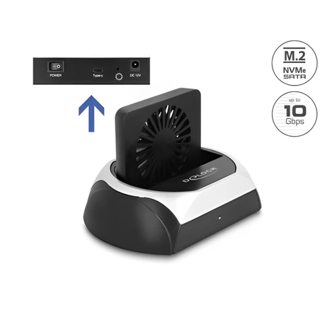 תחנת עגינה USB-C 10Gbps עם מאוורר עבור כונן M.2 NVMe/SATA + כונן 2.5/3.5″SATA HDD/SSD