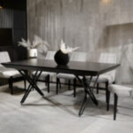 שולחן דגם לוטם גוון בטון מבריק + 6 כסאות