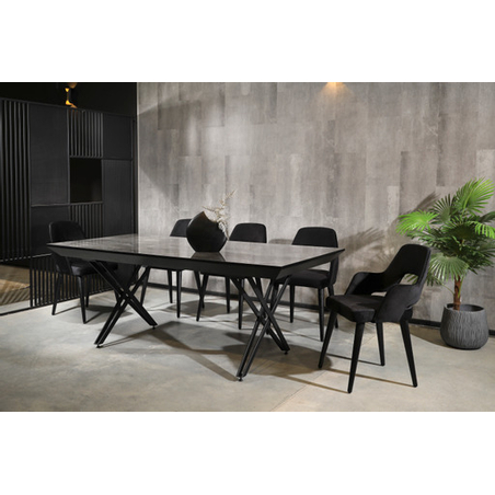 שולחן דגם לוטם גוון אגוז אמריקאי + 6 כסאות