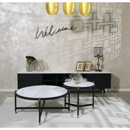 מזנון ושולחן TV002 צבע שיש לבן